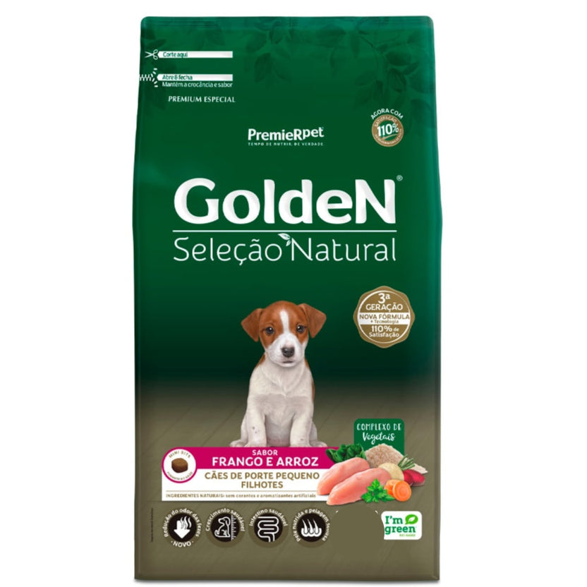 Ração Golden Selecao Natural Mini Bits para Cães Filhotes