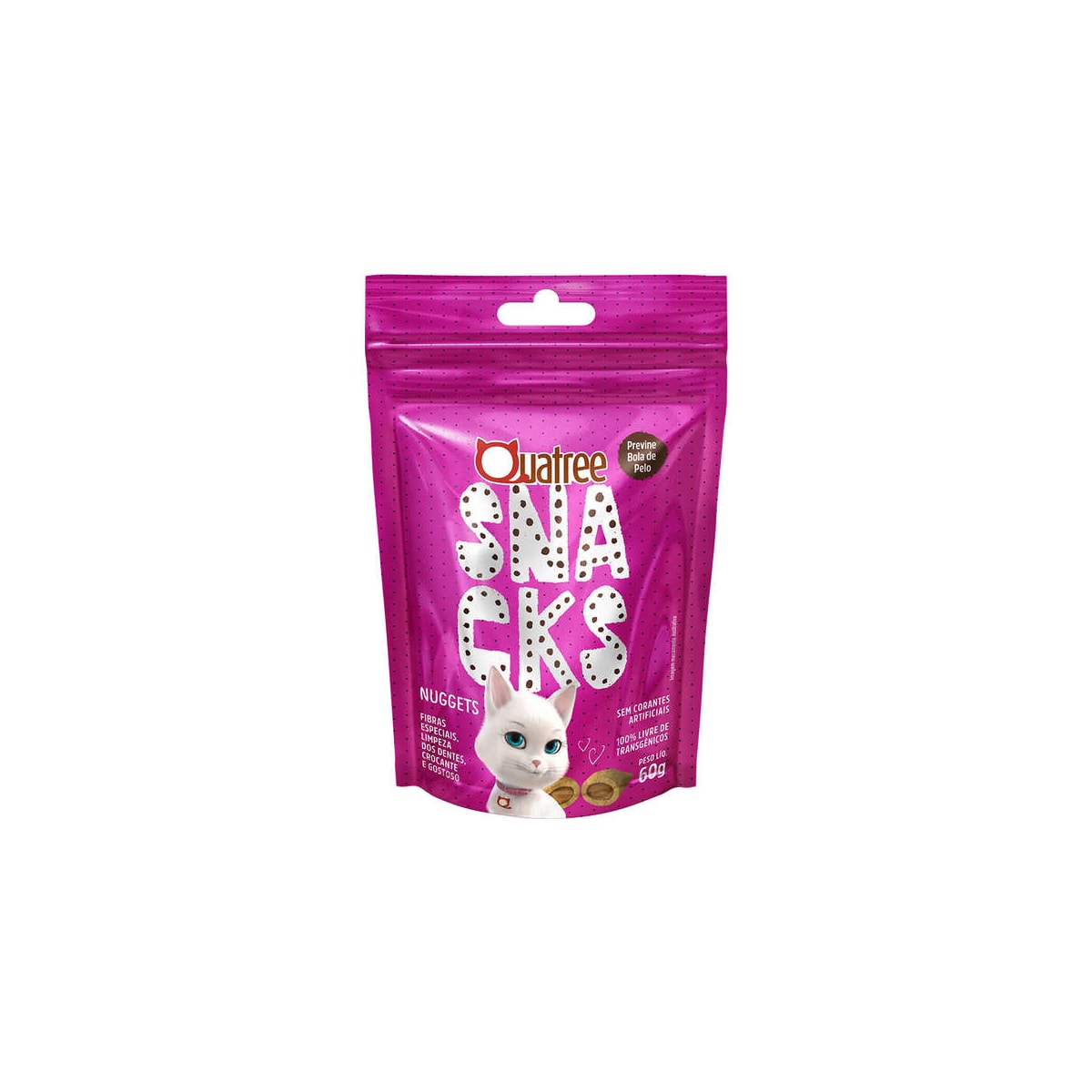 Petisco Quatree Nuggets Bola de Pelo para Gatos 60g