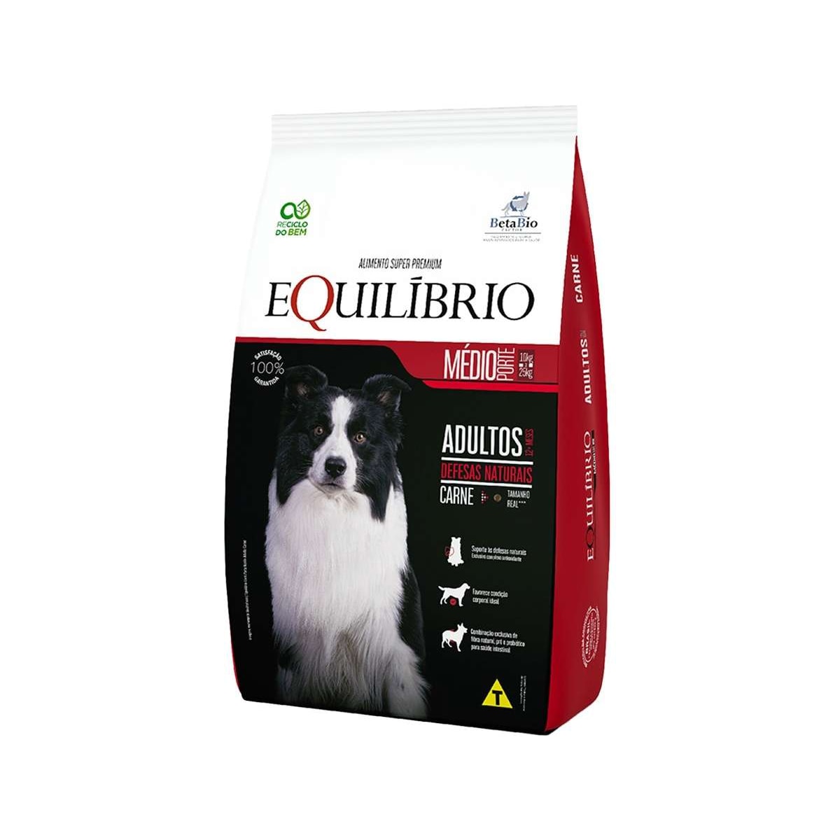 Ração Equilíbrio para Cães Adultos de Porte Médio Sabor Carne