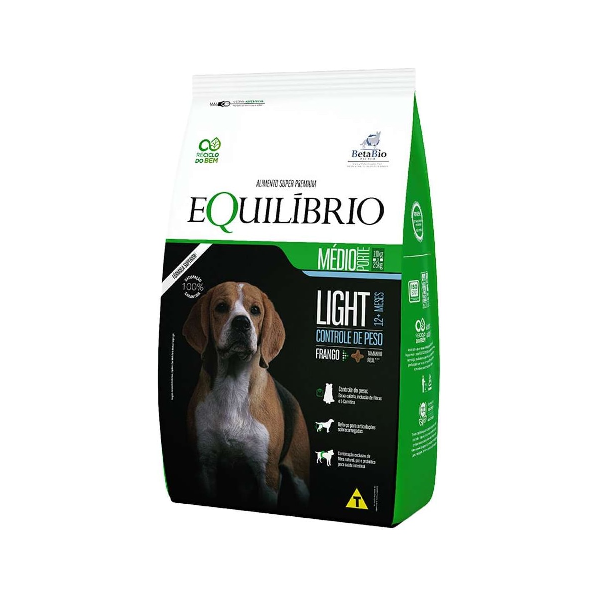 Ração Equilíbrio Light para Cães Adultos de Porte Médio 12kg