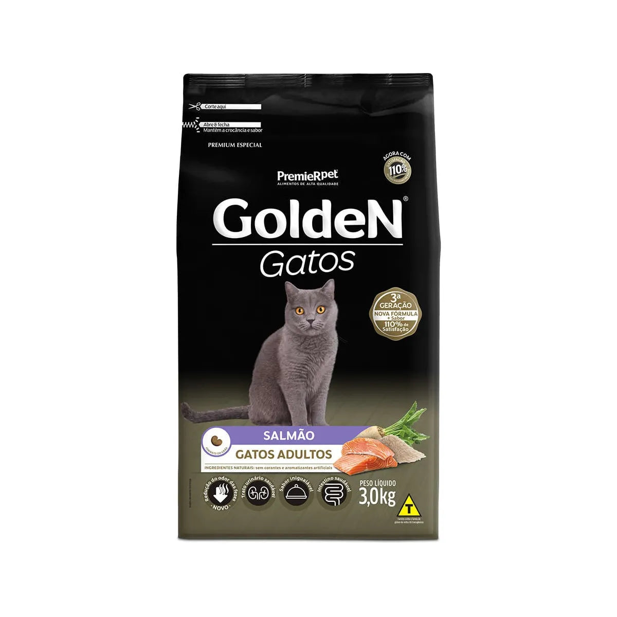 Ração Golden para Gatos Adultos Sabor Salmão
