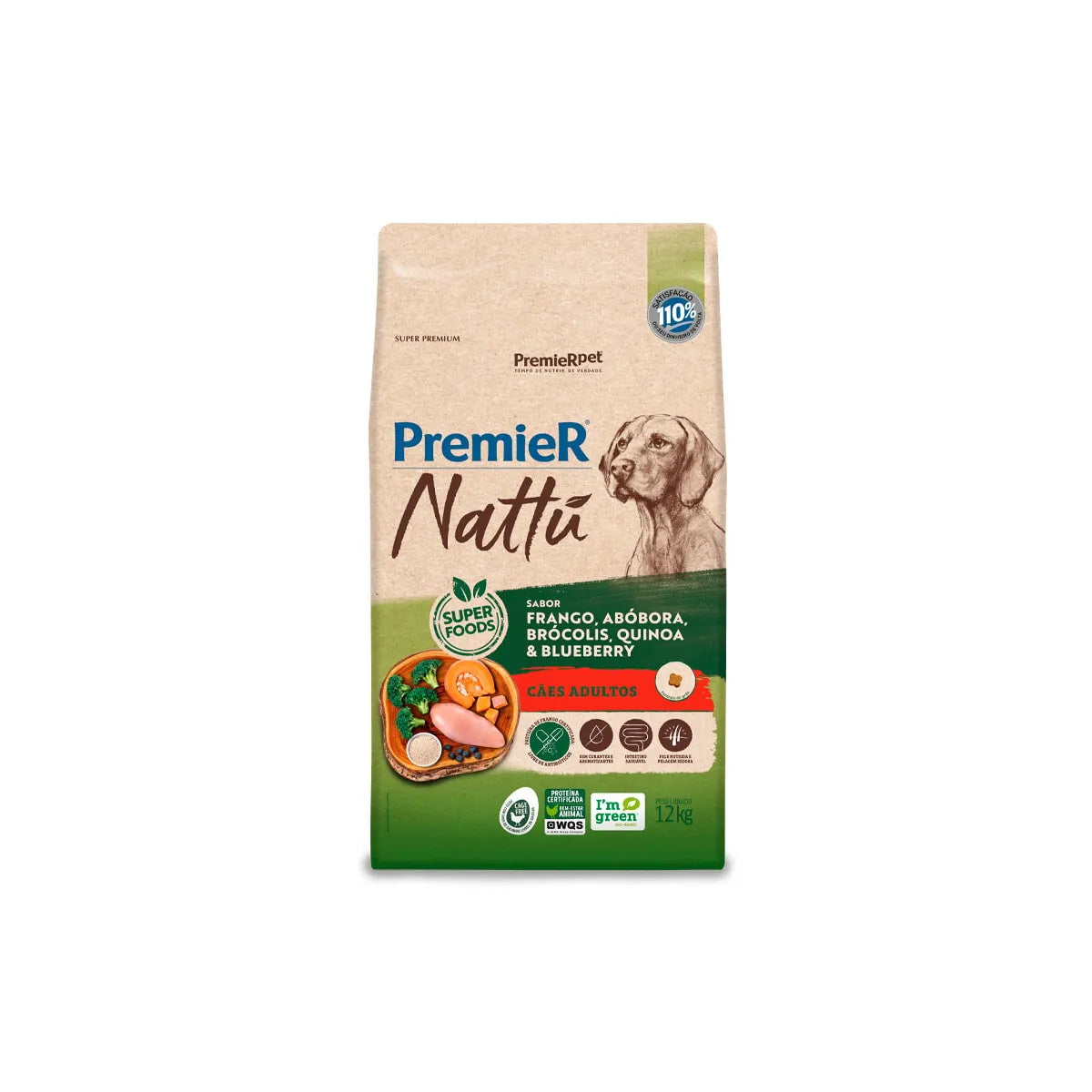 Ração Premier Nattu para Cães Adultos Sabor Abóbora 12kg