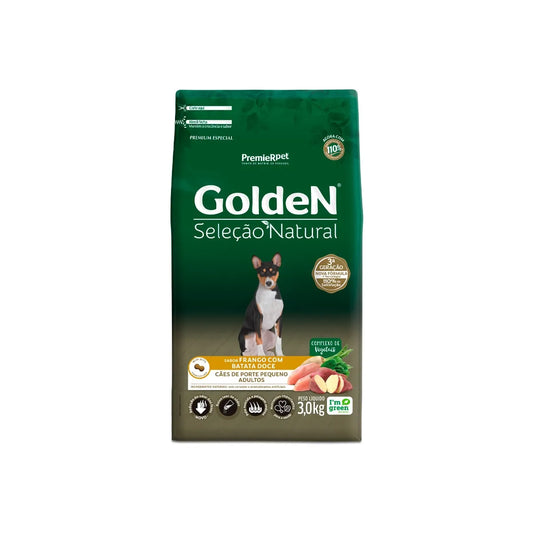Ração Golden Seleção Natural para Cães Adultos de Porte Pequeno Sabor Frango com Batata Doce