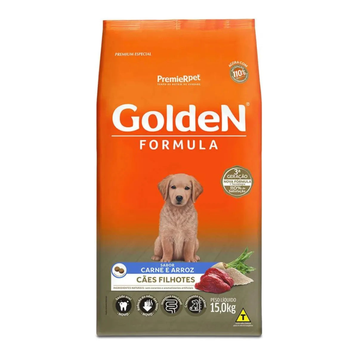 Ração Golden para Cães Filhotes Sabor Carne e Arroz