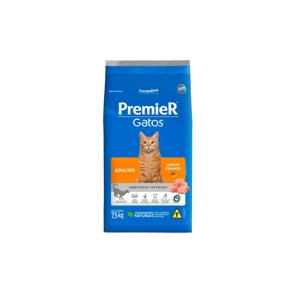 Ração Premier Ambientes Internos para Gatos Adultos Sabor Frango