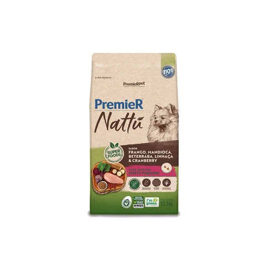 Ração Premier Nattu para Cães Adultos de Raças Pequenas Sabor Mandioca