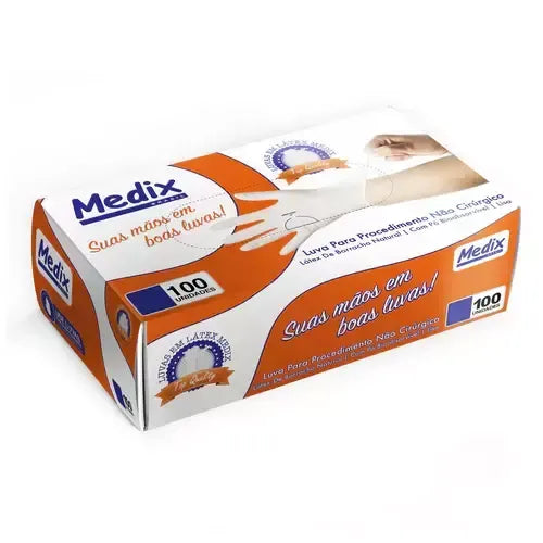 Luva Látex Com Pó Medix Brasil - Caixa com 100 un.