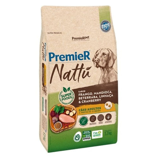 Ração Premier Nattu para Cães Adultos Sabor Mandioca