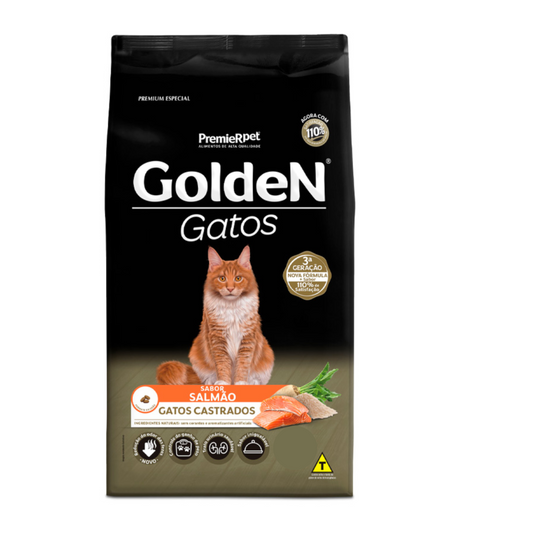 Ração Golden para Gatos Adultos Castrados Sabor Salmão