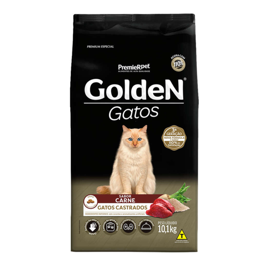 Ração Golden para Gatos Castrados Sabor Carne 10,1kg