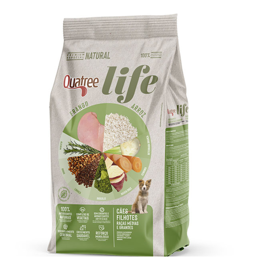 Ração Quatree Life Filhote Porte Medio e Grande - Frango e Arroz