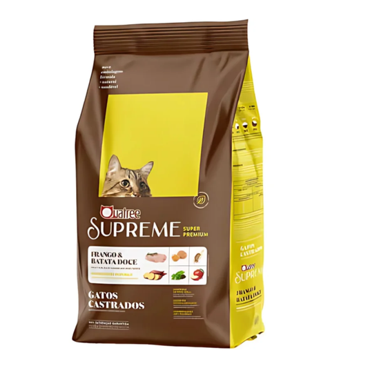 Ração Quatree Supreme para Gatos Castrados Sabor Frango e Batata Doce