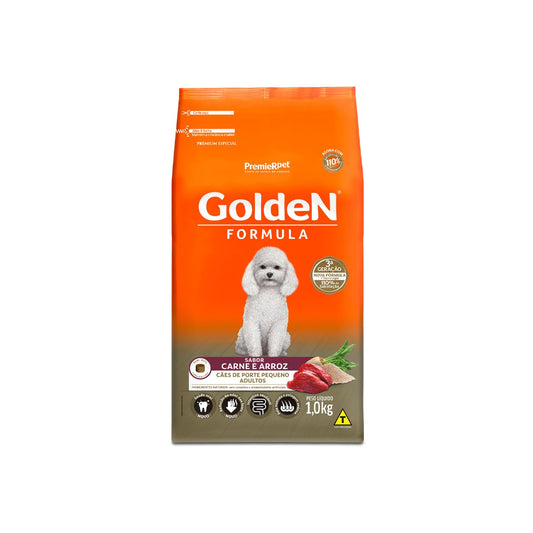 Ração Golden para Cães Adultos de Pequeno Porte sabor Carne e Arroz