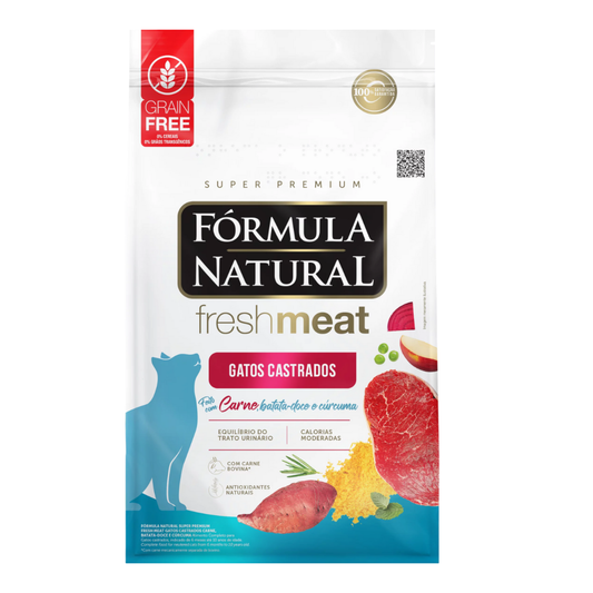 Ração Fórmula Natural Fresh Meat para Gatos Adultos Castrados Sabor Carne 1kg