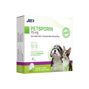 Petsporin Antibiótico para Cães e Gatos 12 comprimidos