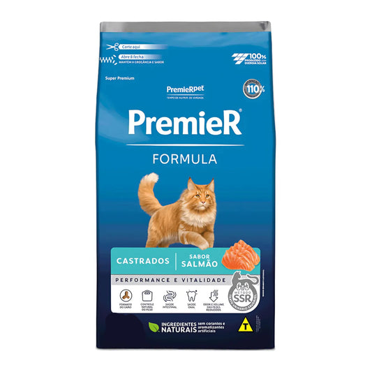 Ração Premier Formula Gatos Adultos Castrados Sabor Salmão
