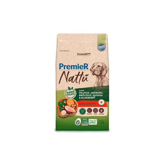 Ração Premier Nattu para Cães Adultos Sabor Abóbora 12kg