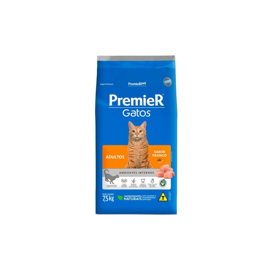 Ração Premier Ambientes Internos para Gatos Adultos Sabor Frango