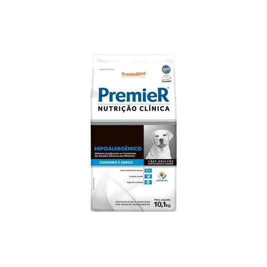 Ração Premier Nutrição Clínica Hipoalergênica para Cães de Médio e Grande Porte Cordeiro e Arroz 10,kg