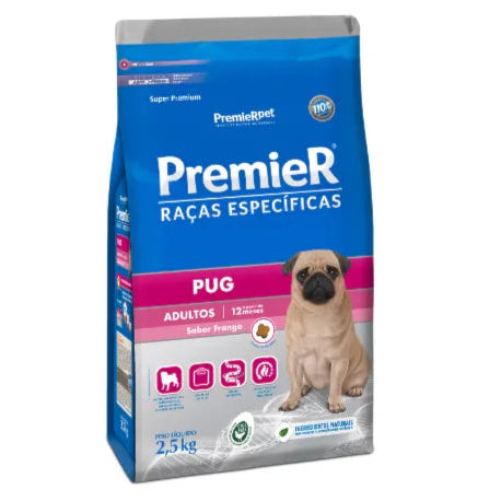 Ração Premier Raças Específicas Pug para Cães Adultos Sabor Frango