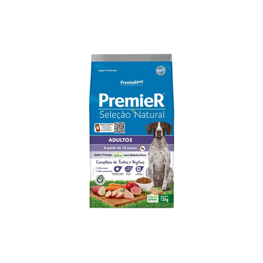 Ração Premier Seleção Natural para Cães Adultos Sabor Batata Doce 12kg