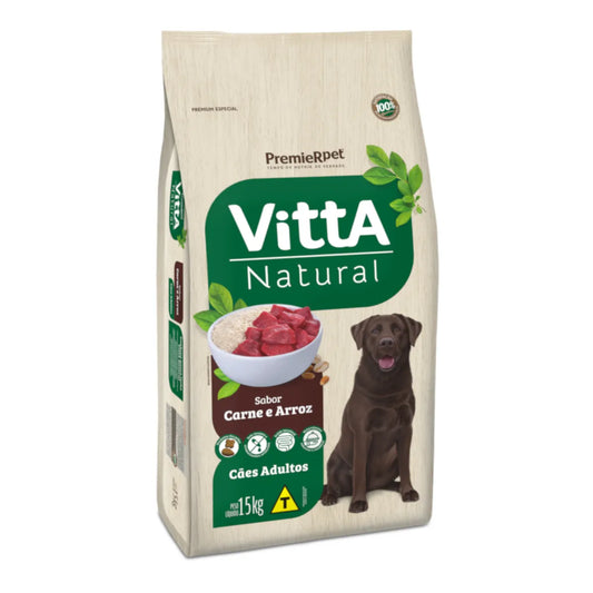 Ração Premier Vitta Natural Cães Adultos Carne e Arroz - 15 Kg