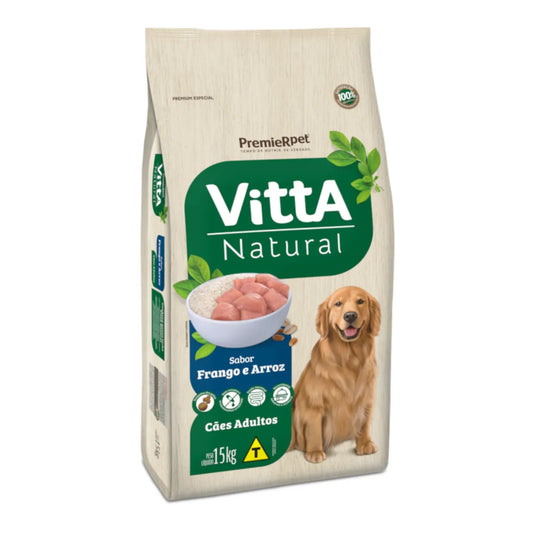 Ração Premier Vitta Natural Cães Adultos Frango e Cereais - 15 Kg