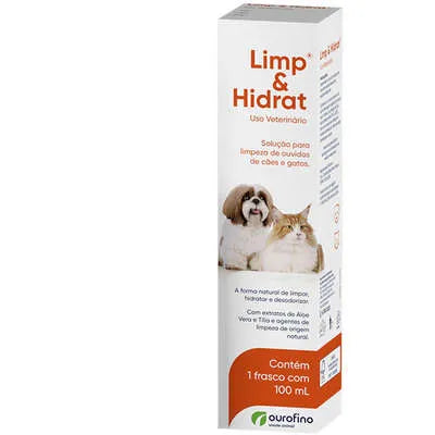 Solução Ourofino para Limpeza de Ouvidos Limp e Hidrat em Cães e Gatos - 100 mL
