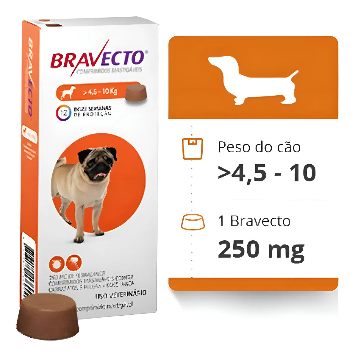 Antipulgas e Carrapatos MSD Bravecto para Cães